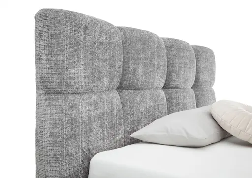 Bettgestell SANDRIN R- Liegefläche ca. 140x200 cm, Stoff, Hellgrau, inkl Latterost und Stauraum