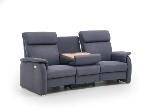 Sofa - 2-Sitzer mit Trapezelement mit Tisch mittig, inkl. teilmotorische Verstellung, Stoff, Anthrazit