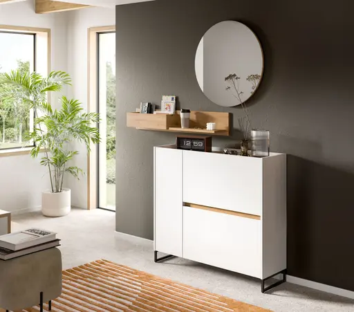 Schuhkipper - B ca. 110 cm, Weiß, Artisan Eiche Nachbildung