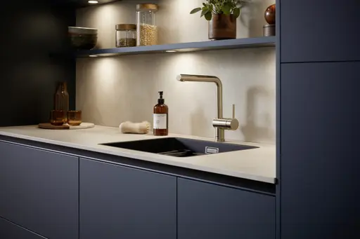 Inselküche 51.230 CO 1V1 525, Rillenoptik Eiche dunkel 