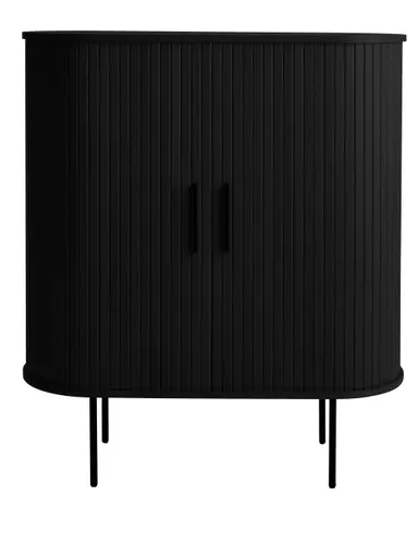 Highboard - B ca. 100 cm, Eiche Furnier, Schwarz