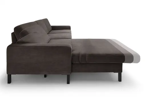 Ecksofa CALM MOVE 2.0 - Longchair links mit 2,5-Sitzer, Schlaffunktion, Feincord, Mocca