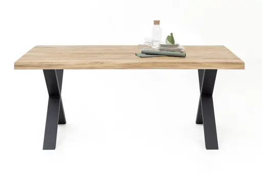 Esstisch - LB ca. 180x100 cm, Eiche massiv geölt, Schwarz