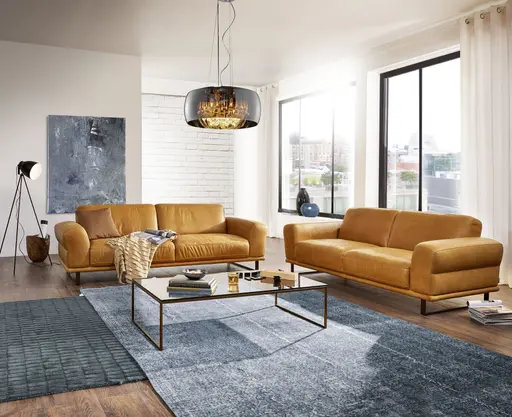 Sofa - 2-Sitzer, Leder, Kurkuma