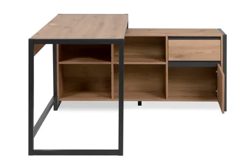 Eckschreibtisch- LB ca. 139x60 cm, Eiche Dekor, Anthrazit
