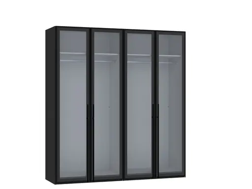 Drehtürenschrank JOIN IT- B ca. 202 cm., Schwarz, Glas, Grau