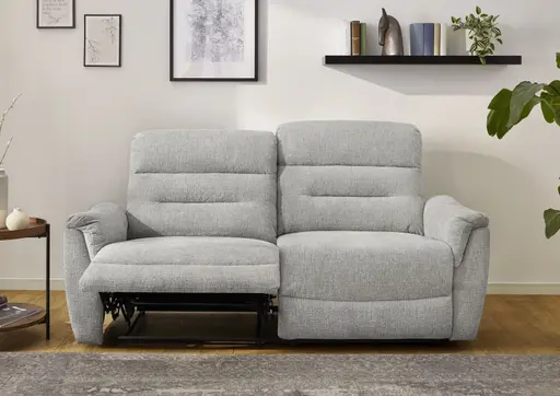 Sofa - 2,5-Sitzer, Relaxfunktion, Chenille, Hellgrau