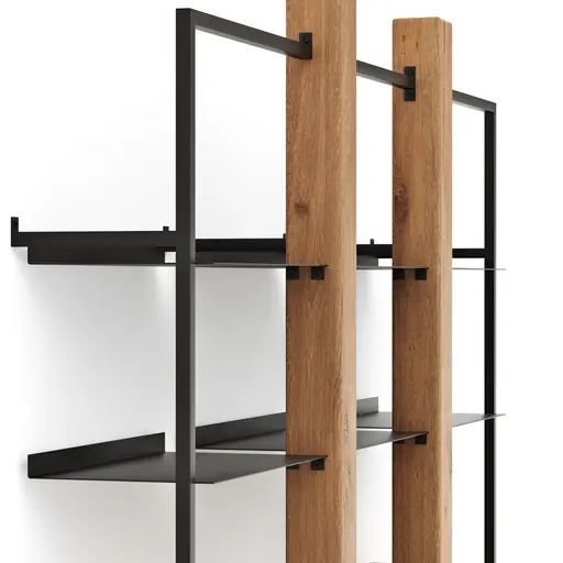 Regal Blackpool - Eiche massiv, Metall schwarz