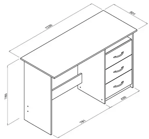 Schreibtisch - LB ca. 123x50 cm, Sonoma Eiche Nachbildung, Weiß