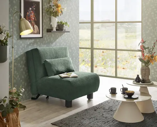  Faltsessel EBBY - ohne Armlehne inkl. Schlaffunktion, Stoff, Dunkelgrün