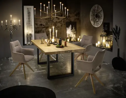 Esstisch - LB ca. 200x100 cm, Zerreiche massiv geölt, Schwarz