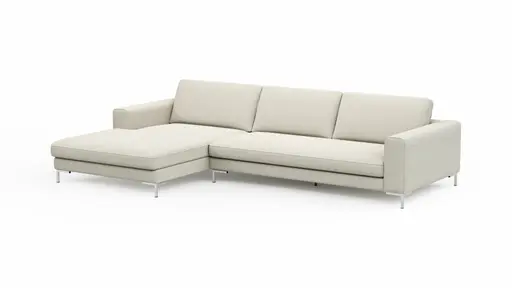 Ecksofa Solano - Longchair Links mit 2,5-Sitzer, Boucle, Natur