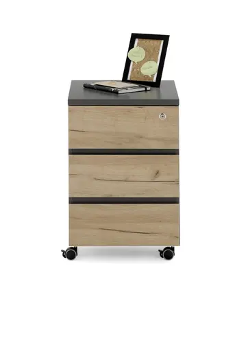 Rollcontainer GRIFFIN - Graphit, Eiche Nachbildung