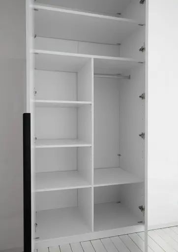 Drehtürenschrank- B ca. 300 cm, Weiß, Weiß Hochglanz