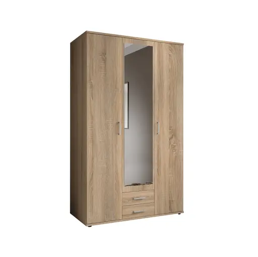 Drehtürenschrank- B ca. 120 cm, Eiche Dekor, Spiegel