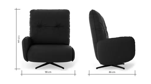 Loungesessel Lovere - Leder, Schwarz, Armlehne links