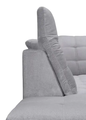 Wohnlandschaft - Longchair links, 1,5-Sitzer, Ecke rechts inkl. Schlaffunktion und Bettkasten, verstellbare Kopfstützen, Stoff, Grau