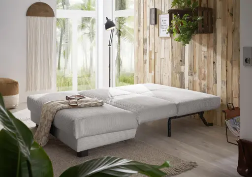 Schlafsofa EASY Optik A - 2-Sitzer ohne Armlehne, 140 cm inkl. Schlaffunktion, Cord, Hellgrau