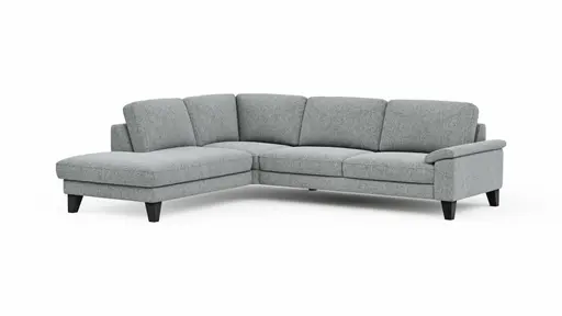 Ecksofa Oviedo - Ecke links mit 2,5-Sitzer inkl. Drehsitz, Stoff, Hellgrau
