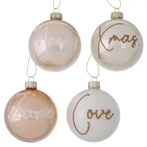 Weihnachtskugel, Ø ca. 8 cm, cremeweiß/goldfarben/beige