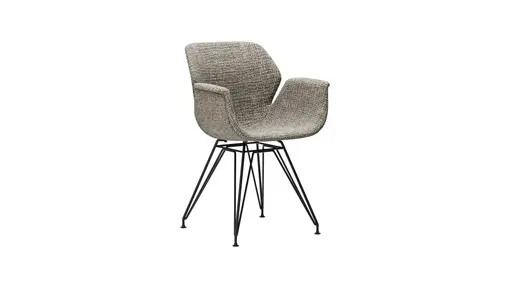Armlehnstuhl Tooon - Stoff Graubeige, Gestell Metall, Schwarz