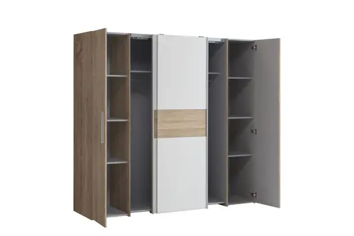 Kleiderschrank FLAVI - B ca. 200,1 cm, Eiche Dekor, Weiß