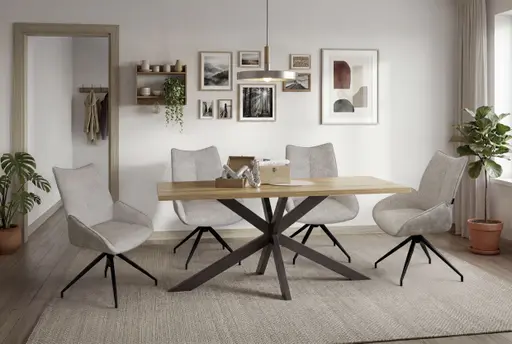 Stuhl MAUREEN - drehbar, Stoff, Creme