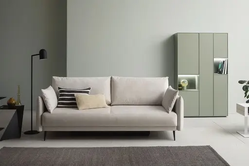 Schlafsofa Nettuno - 3-Sitzer, inkl. Schlaffunktion, Velour, Champagner