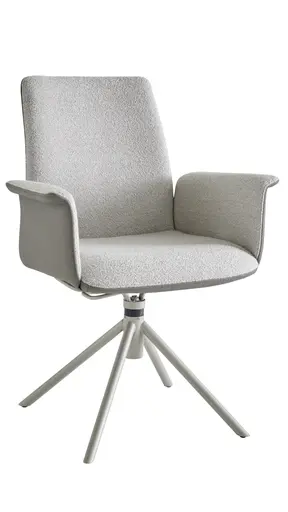 Armlehnstuhl Sedana - drehbar, Leder & Stoff, Grau