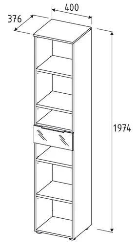 Büroregal - B ca. 40 cm, Riva Eiche Nachbildung, Kaschmir