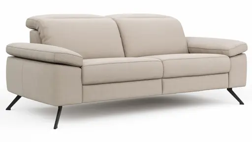 Sofa Rafaela 2.0 - 2,5-Sitzer inkl. Kopfteil verstellbar, Leder, Champagner