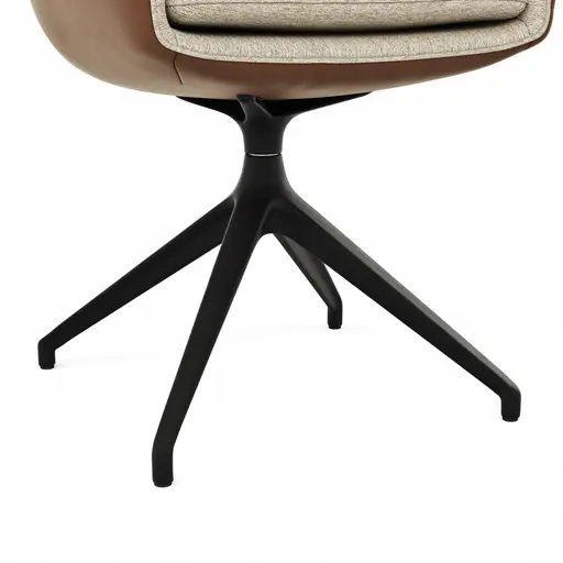 Armlehnstuhl Macano - drehbar, Stoff & Leder, Beige, Cognac