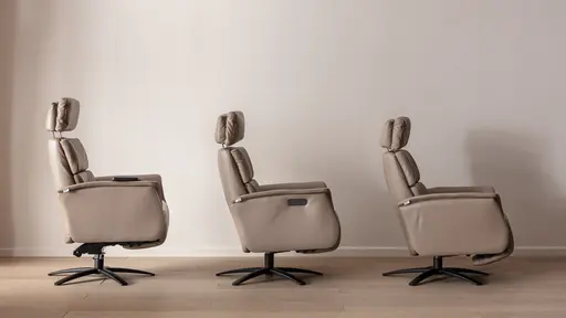 Relaxsessel Amila - Größe M, inkl. 2-motorischer Relaxfunktion und Kopfteilverstellung, Leder, Rauchbraun