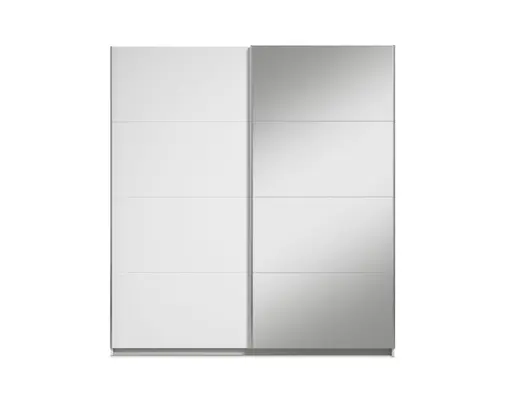 Schwebetürenschrank RUBITO- B ca. 181 cm, Weiß, Spiegel