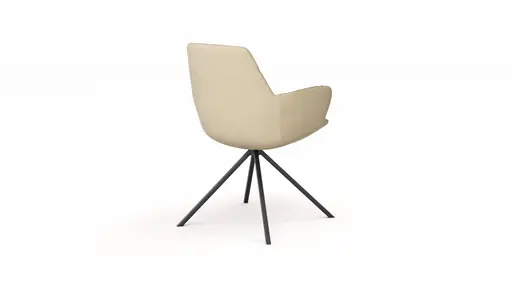 Armlehnstuhl Pegara -  Leder, Beige, Gestell Stativ