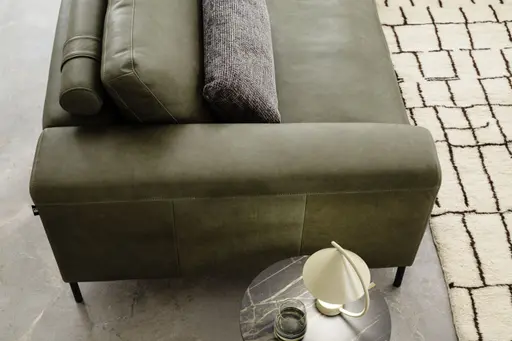 Ecksofa Solano - 2,5-Sitzer mit Ecke Rechts, Leder, Olive