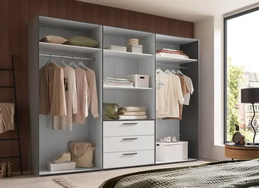 Drehtürenschrank- B ca. 270 cm, Graphit, Weiß