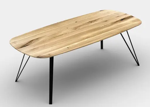 Esstisch - BL ca. 100x180 cm, 4 Fuß, Holzfarben, Eiche massiv