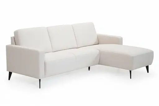 Ecksofa - 2,5-Sitzer mit Longchair rechts, Stoff, Creme