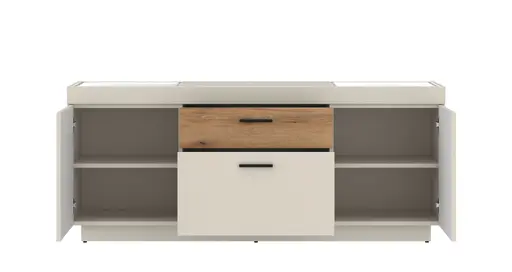 TV-Lowboard - mit Beleuchtung, B ca. 150 cm, Kaschmir, Coast Evoke Eiche Nachbildung