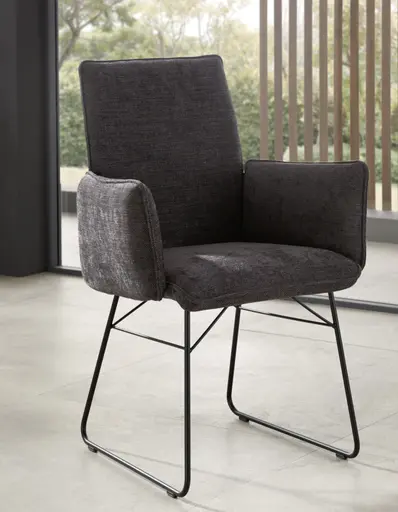 Armlehnstuhl Elda - Stoff, Anthrazit