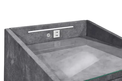 Nachttisch- Schwarz, mit Glasplatte, inkl. Beleuchtung