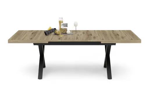 Esstisch - ausziehbar, LB ca. 200x100 cm, Viking Eiche, Schwarz