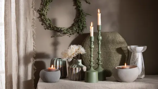 Kerzenleuchter - DH ca. 10x34 cm, Olivegrün