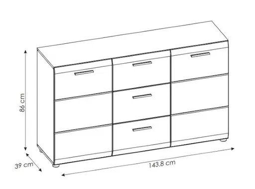 Sideboard- Weiß, Weiß, Hochglanz