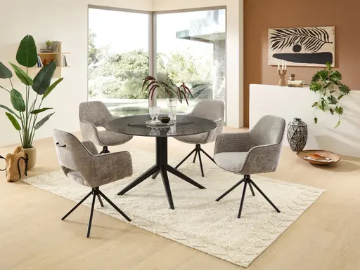 Armlehnstuhl - drehbar, Stoff, Silberfarben