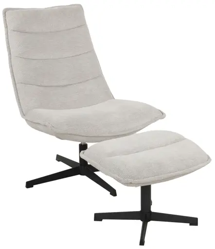 Relaxsessel mit Hocker - drehbar, Webstoff, Hellgrau