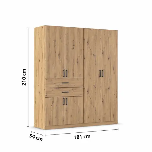 Drehtürenschrank- B ca. 180, Eiche Dekor