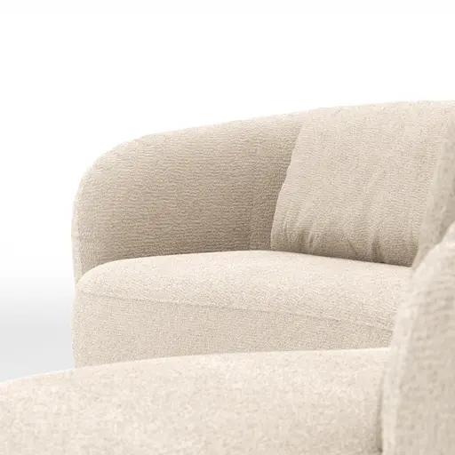 Ecksofa Karasu - 3-Sitzer mit Ottomane rechts, Stoff, Natur