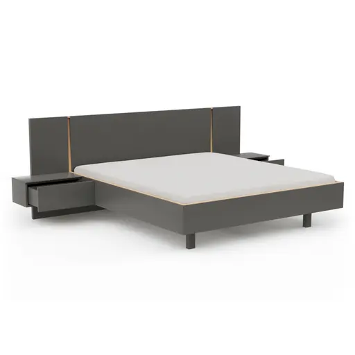 Bettanlage Matera - Lack, Grau, Absetzung Gelb